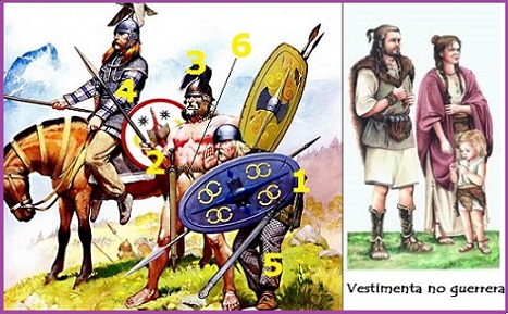 Vestimenta guerreros y vestimenta no guerrera celta